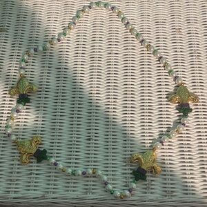 Mardi Gras Gold and Green Fleur-de-Lis Necklace